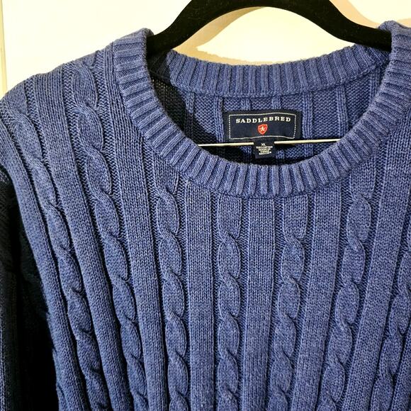 Saddlebred Cable Knit Crew Neck Sweater Sz XL Preppy Capsule Classic Cotton - Picture 2 of 7
